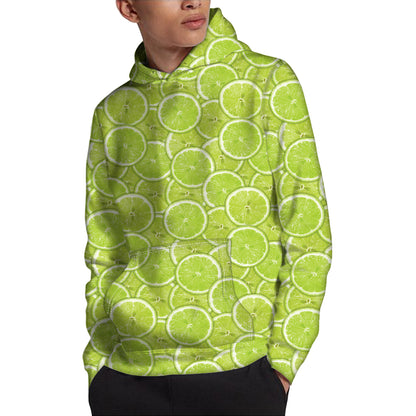 Green Lime Slices Pattern Print Pullover Hoodie