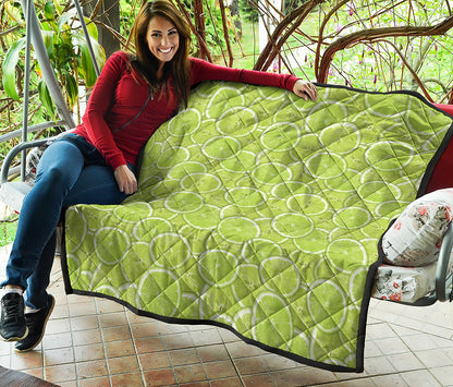 Green Lime Slices Pattern Print Quilt
