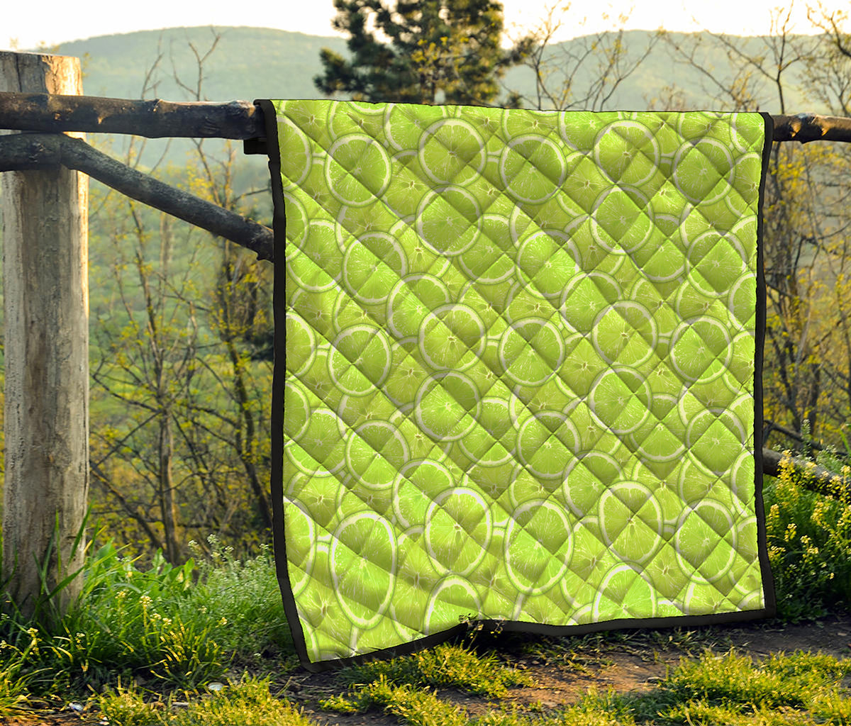 Green Lime Slices Pattern Print Quilt
