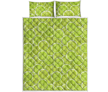 Green Lime Slices Pattern Print Quilt Bed Set