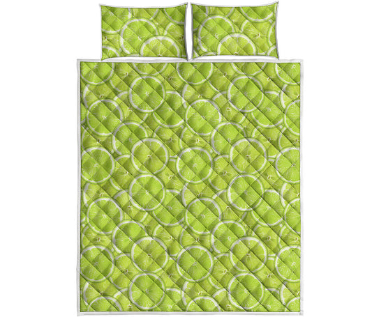 Green Lime Slices Pattern Print Quilt Bed Set