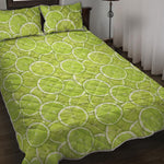 Green Lime Slices Pattern Print Quilt Bed Set