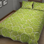 Green Lime Slices Pattern Print Quilt Bed Set