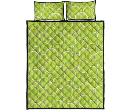 Green Lime Slices Pattern Print Quilt Bed Set