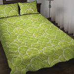 Green Lime Slices Pattern Print Quilt Bed Set