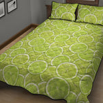 Green Lime Slices Pattern Print Quilt Bed Set