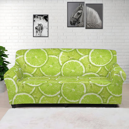 Green Lime Slices Pattern Print Sofa Cover