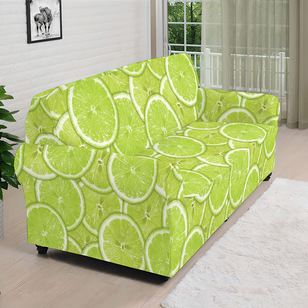 Green Lime Slices Pattern Print Sofa Cover