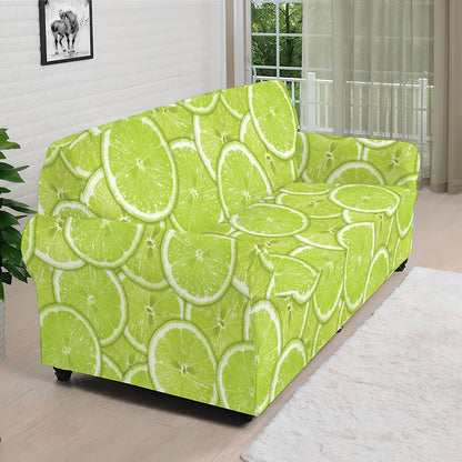 Green Lime Slices Pattern Print Sofa Cover