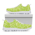 Green Lime Slices Pattern Print White Running Shoes