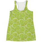 Green Lime Slices Pattern Print Women's Racerback Tank Top
