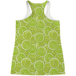 Green Lime Slices Pattern Print Women's Racerback Tank Top