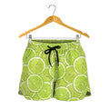 Green Lime Slices Pattern Print Women's Shorts