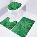 Green Marijuana Leaf Print 3 Piece Bath Mat Set