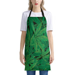 Green Marijuana Leaf Print Apron