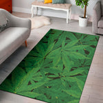 Green Marijuana Leaf Print Area Rug