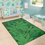Green Marijuana Leaf Print Area Rug