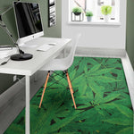 Green Marijuana Leaf Print Area Rug