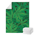Green Marijuana Leaf Print Blanket