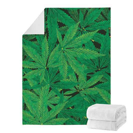 Green Marijuana Leaf Print Blanket