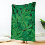 Green Marijuana Leaf Print Blanket