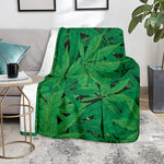 Green Marijuana Leaf Print Blanket