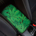 Green Marijuana Leaf Print Car Center Console Cover