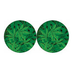 Green Marijuana Leaf Print Car Coasters
