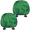 Green Marijuana Leaf Print Car Headrest Covers