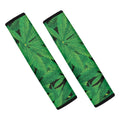 Green Marijuana Leaf Print Car Seat Belt Covers