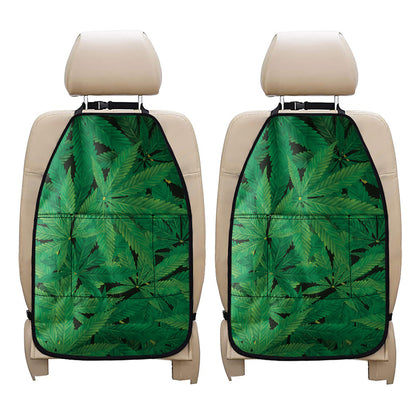 Green Marijuana Leaf Print Car Seat Organizers