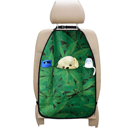 Green Marijuana Leaf Print Car Seat Organizers