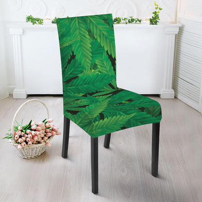Green Marijuana Leaf Print Dining Chair Slipcover
