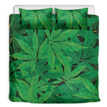 Green Marijuana Leaf Print Duvet Cover Bedding Set
