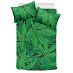 Green Marijuana Leaf Print Duvet Cover Bedding Set