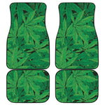Green Marijuana Leaf Print Front and Back Car Floor Mats