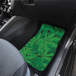 Green Marijuana Leaf Print Front and Back Car Floor Mats