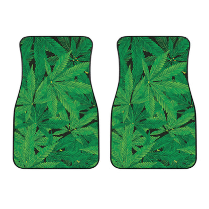 Green Marijuana Leaf Print Front Car Floor Mats