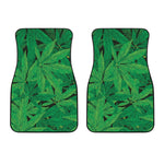 Green Marijuana Leaf Print Front Car Floor Mats
