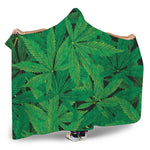 Green Marijuana Leaf Print Hooded Blanket