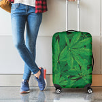 Green Marijuana Leaf Print Luggage Cover