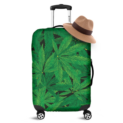 Green Marijuana Leaf Print Luggage Cover