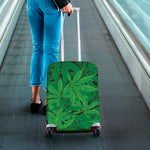 Green Marijuana Leaf Print Luggage Cover