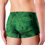 Green Marijuana Leaf Print Men's Boxer Briefs
