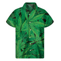 Green Marijuana Leaf Print Men's Short Sleeve Shirt