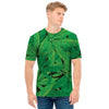 Green Marijuana Leaf Print Men's T-Shirt