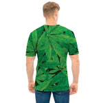 Green Marijuana Leaf Print Men's T-Shirt