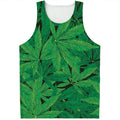 Green Marijuana Leaf Print Men's Tank Top