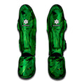 Green Marijuana Leaf Print Muay Thai Shin Guards