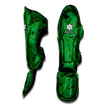 Green Marijuana Leaf Print Muay Thai Shin Guard
